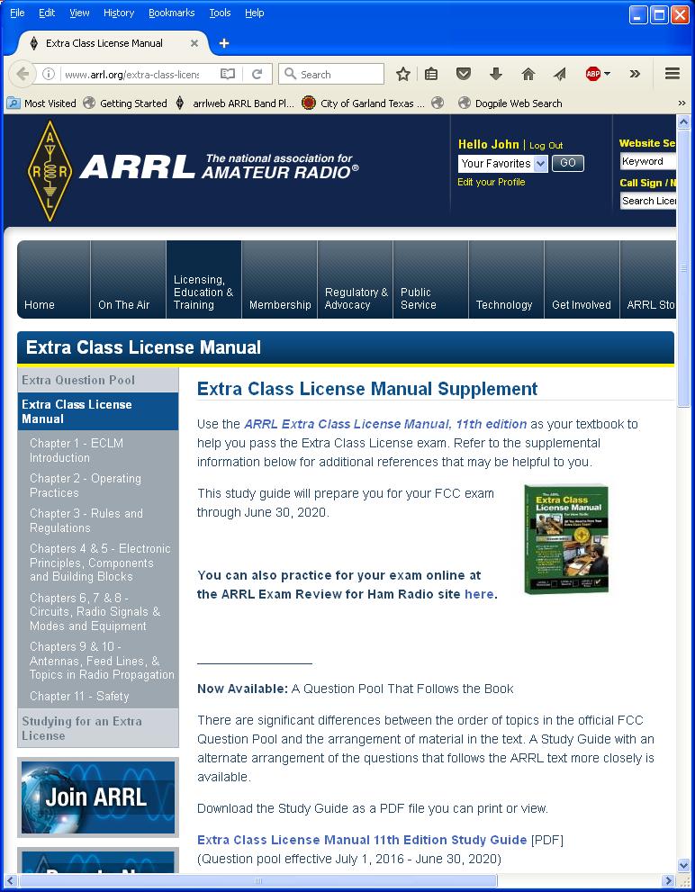 Extra Class License Material WEB Site